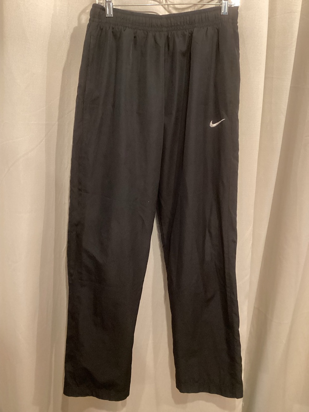 Nike Black Drawstring Athletic Pants with White Swoosh Tag